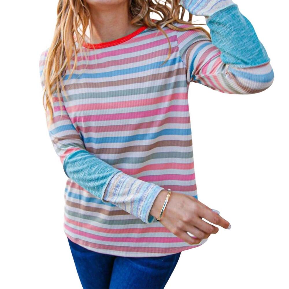 NEW SUGARFOX rib out seam top in multi